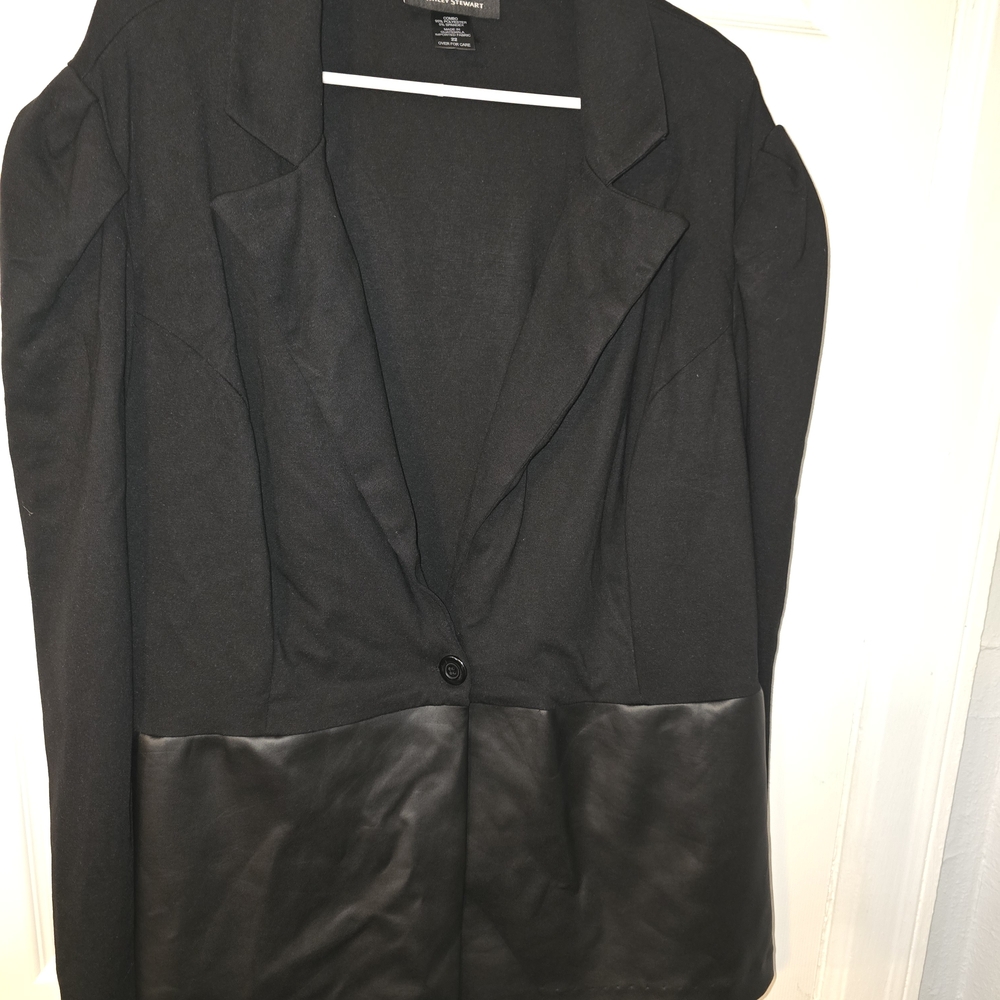 Ashley Stewart Black Blazer with Leather Details